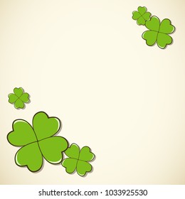Saint Patrick's Day vector blank square border with green clover shamrock leaves. Irish festival celebration greeting card design background.
