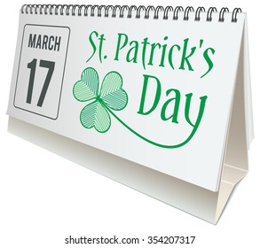 Saint Patrick's Day vector, desktop calendar with St. Patrick's Day Holiday