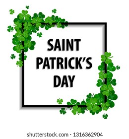 Saint Patrick's day vector frame with green shamrock