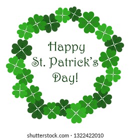 Saint Patrick's day vector frame with green shamrock