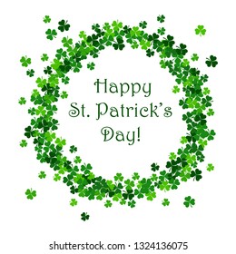 Saint Patrick's day vector frame with green shamrock