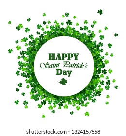 Saint Patrick's day vector frame with green shamrock