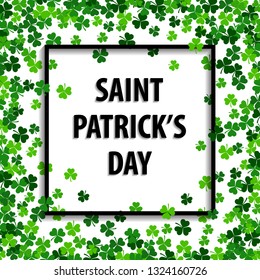 Saint Patrick's day vector frame with green shamrock