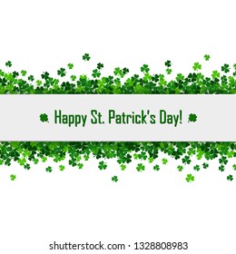 Saint Patrick's day vector frame with green shamrock
