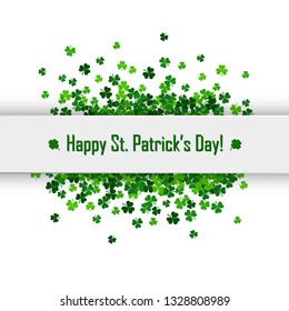 Saint Patrick's day vector frame with green shamrock
