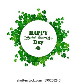 Saint Patrick's day vector frame with green shamrock