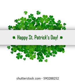 Saint Patrick's day vector frame with green shamrock