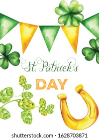 Saint Patrick's Day vector with green and yellow triangle buntings