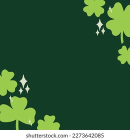 Saint Patrick's Day vector green background concept clover shine. Flat wallpaper for isolated text design