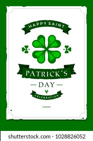 Saint Patrick's day vector illustration with traditional symbols. St. Patrick's day colorful greeting card. Celebration poster with irish elements.