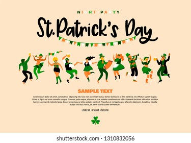 Saint Patrick's Day. Vector illustration with funny people in carnival costumes for Banners, Flyers, Placards, Posters and other use