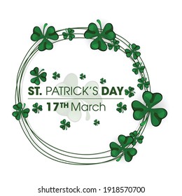 Saint Patrick's Day, Vector illustration brochure, holiday invitation, corporate celebration. shamrock, pot with gold coins, horseshoe, green ale on black background. Vector illustration.