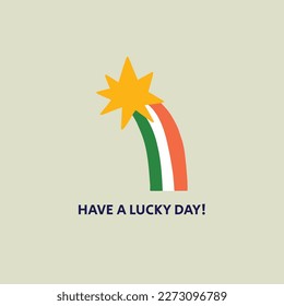 Saint Patrick's Day vector illustration concept with rainbow stars and typography. `Flat style art for t shirt print social media design