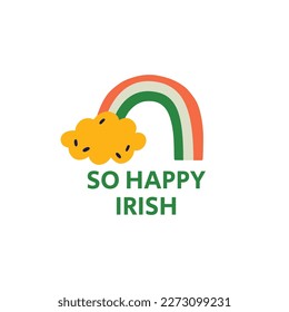 Saint Patrick's Day vector illustration concept with Irish rainbow and typography. `Flat style art for t shirt print social media design