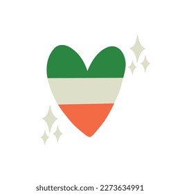 Saint Patrick's Day vector illustration concept ireland heart flag. Flat illustration clipart for print design