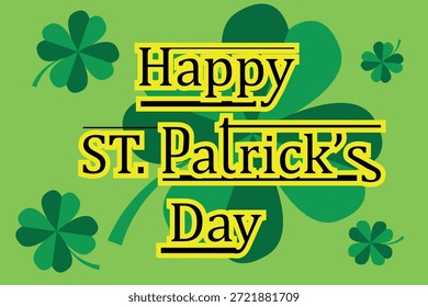 Saint Patrick's Day vector illustration with clover, horseshoe, and festive symbols. Luck and Irish tradition design for posters and greetings.
