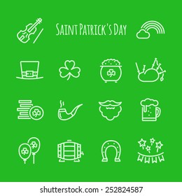 Saint Patrick"s Day vector line Icons 