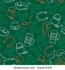 Saint Patricks Day vector seamless pattern background