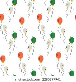 Saint Patrick's Day vector seamless pattern with ireland flag balloons. Irish background for print, textile, wrapping paper, fabric