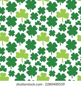 Saint Patrick's Day vector seamless pattern with celebration green clover. Irish background for print, textile, wrapping paper, fabric