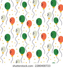 Saint Patrick's Day vector seamless pattern with celebration ballons. Irish background for print, textile, wrapping paper, fabric