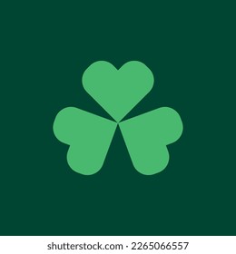 Saint Patrick's Day Vector Shamrock Clover Icon on Green Background.