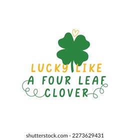 El concepto de camiseta vectorial del Día de San Patricio, trébol verde y tipografía. Recordatorio de ilustración plana para diseño de impresión