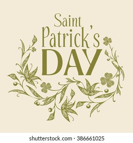Saint Patrick's day vector vintage vignette.