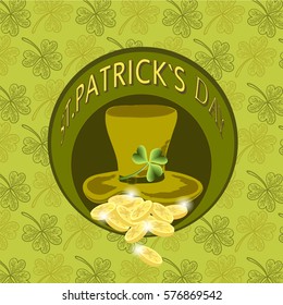 Saint Patrick's Day Vertical Banner with Green Four and Tree Leaf Clovers on White Background