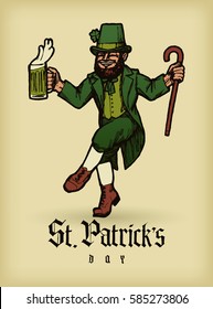 Saint Patrick's Day vintage leprechaun card