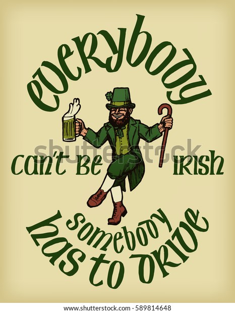 Image Vectorielle De Stock De Impression De Citation D Irlandais Leprechaun Vintage