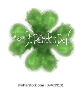 Saint Patrick's Day vintage lettering. Watercolor leaf clover.