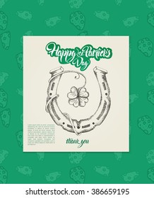  Saint Patrick's Day. Vintage Vector design greetings card or poster. St. Patrick's Day poster. Vector illustration