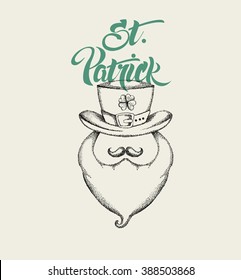  Saint Patrick's Day. Vintage Vector design greetings card or poster.