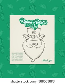  Saint Patrick's Day. Vintage Vector design greetings card or poster.