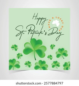 Saint Patrick's Day Web Banner with Green Shamrock Leaf Pattern Background. Happy St. Patrick Day Irish Traditional Holiday Banner for Greeting Card, Poster, Flyer, and Social Media Isolated