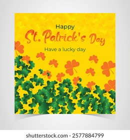 Saint Patrick's Day Web Banner with Green Shamrock Leaf Pattern Background. Happy St. Patrick Day Irish Traditional Holiday Banner for Greeting Card, Poster, Flyer, and Social Media Isolated