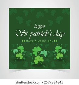 Saint Patrick's Day Web Banner with Green Shamrock Leaf Pattern Background. Happy St. Patrick Day Irish Traditional Holiday Banner for Greeting Card, Poster, Flyer, and Social Media Isolated