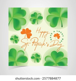 Saint Patrick's Day Web Banner with Green Shamrock Leaf Pattern Background. Happy St. Patrick Day Irish Traditional Holiday Banner for Greeting Card, Poster, Flyer, and Social Media Isolated