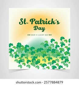 Saint Patrick's Day Web Banner with Green Shamrock Leaf Pattern Background. Happy St. Patrick Day Irish Traditional Holiday Banner for Greeting Card, Poster, Flyer, and Social Media Isolated