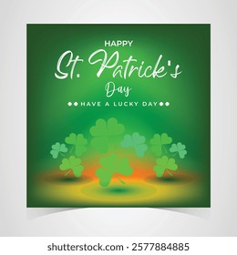 Saint Patrick's Day Web Banner with Green Shamrock Leaf Pattern Background. Happy St. Patrick Day Irish Traditional Holiday Banner for Greeting Card, Poster, Flyer, and Social Media Isolated