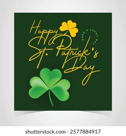 Saint Patrick's Day Web Banner with Green Shamrock Leaf Pattern Background. Happy St. Patrick Day Irish Traditional Holiday Banner for Greeting Card, Poster, Flyer, and Social Media Isolated