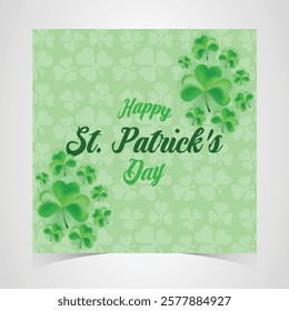 Saint Patrick's Day Web Banner with Green Shamrock Leaf Pattern Background. Happy St. Patrick Day Irish Traditional Holiday Banner for Greeting Card, Poster, Flyer, and Social Media Isolated