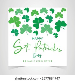 Saint Patrick's Day Web Banner with Green Shamrock Leaf Pattern Background. Happy St. Patrick Day Irish Traditional Holiday Banner for Greeting Card, Poster, Flyer, and Social Media Isolated