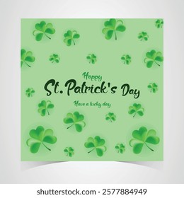 Saint Patrick's Day Web Banner with Green Shamrock Leaf Pattern Background. Happy St. Patrick Day Irish Traditional Holiday Banner for Greeting Card, Poster, Flyer, and Social Media Isolated