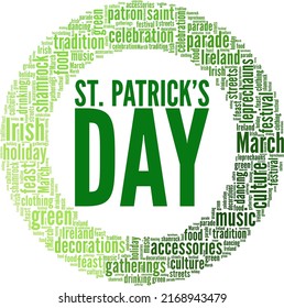 Saint Patrick's Day Wort Cloud konzeptionelles Design einzeln auf weißem Hintergrund.
