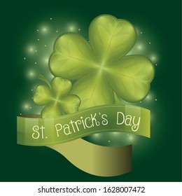 Saint Patricks days card with clovers- Vector