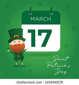 Saint Patrick's day.Save the date white calendar for St Patrick's Day, March 17. Happy St. Patrick's day background.