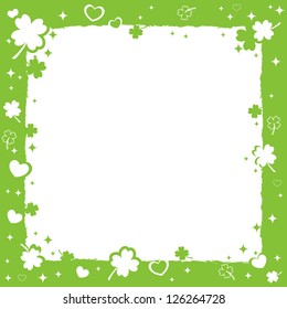 Saint Patrick's decorative frame with lucky clovers, stars and hearts