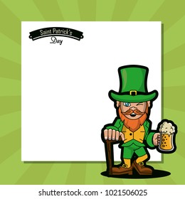 Saint patricks elf cartoon card